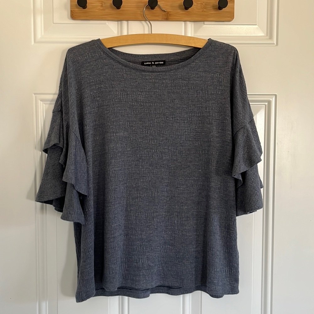 Cable & Gauge blouse in blue. Size Medium.
